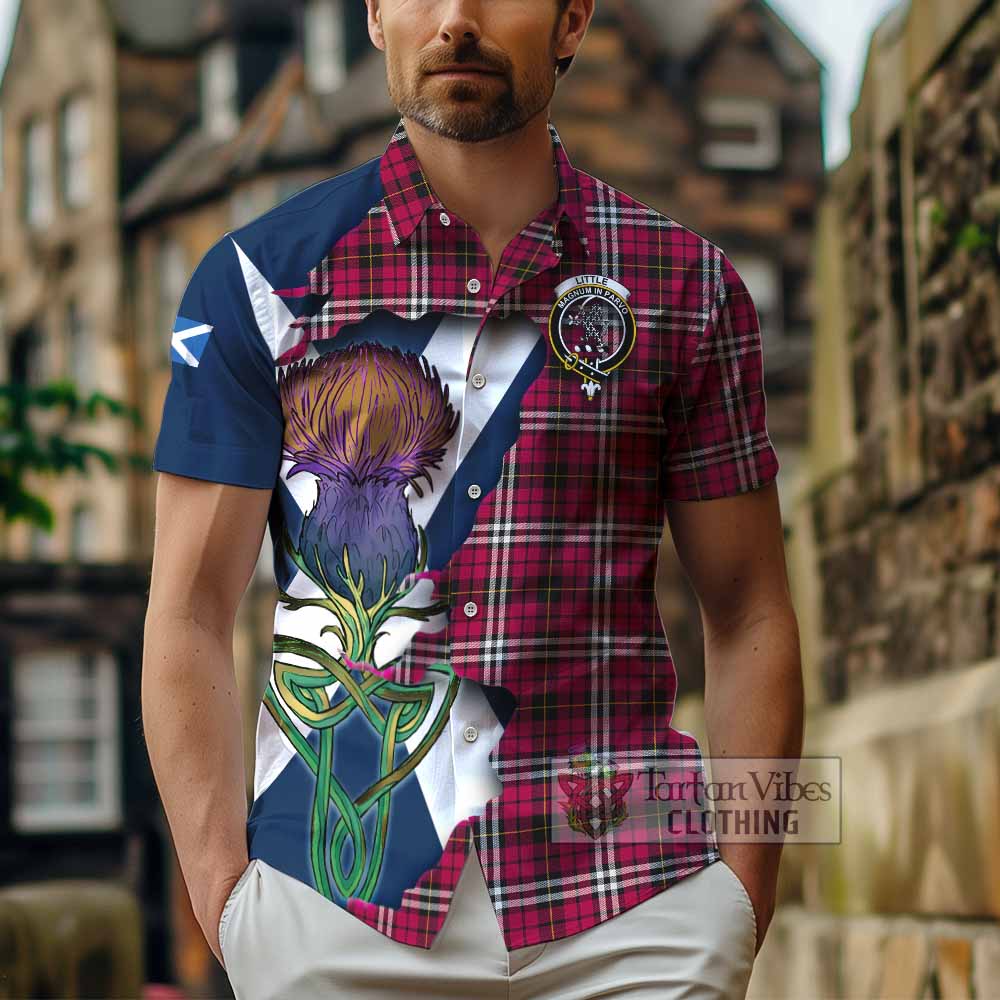 Tartan Vibes Clothing Little Tartan Family Crest Short Sleeve Button Shirt Scottish Thistle Celtic Inspired