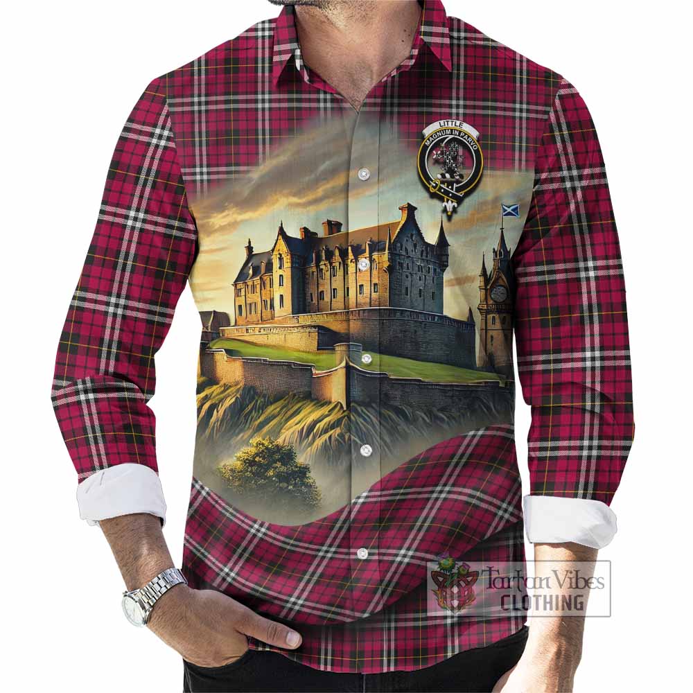 Tartan Vibes Clothing Little Tartan Family Crest Long Sleeve Button Shirt with Scottish Ancient Castle Style