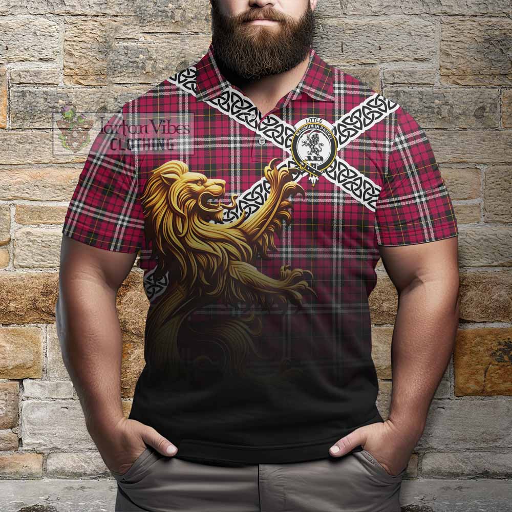 Tartan Vibes Clothing Little Crest Tartan Polo Shirt with Golden Lion Emblem Celtic Style