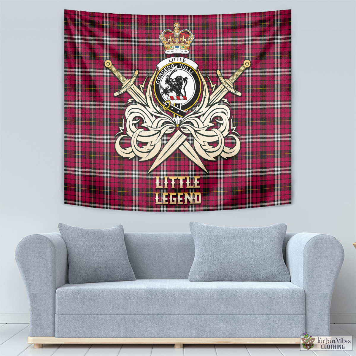 Tartan Vibes Clothing Little Tartan Tapestry with Clan Crest and the Golden Sword of Courageous Legacy