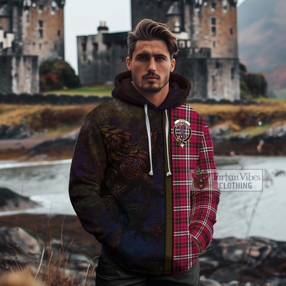 Tartan Vibes Clothing Little Tartan Family Crest Cotton Hoodie Alba Gu Brath Be Brave Lion Ancient Style