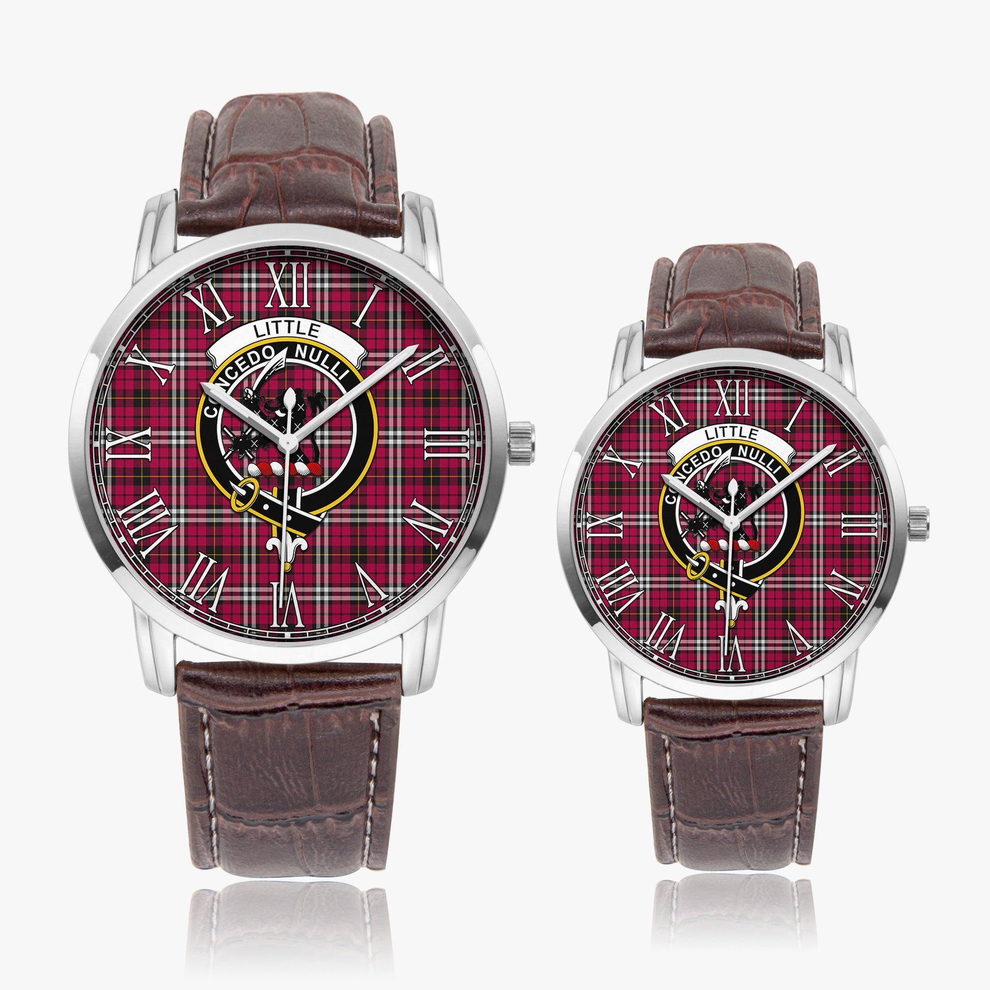 Little Tartan Family Crest Leather Strap Quartz Watch - Tartanvibesclothing