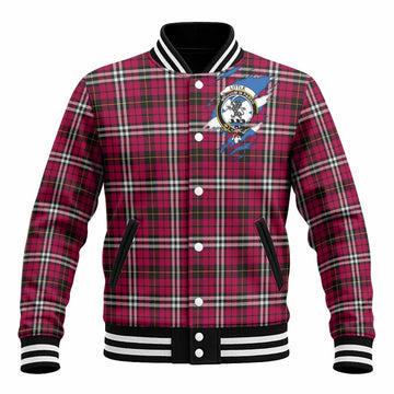 Little Clan Crest In Me Tartan Baseball Jacket Scotland Flag Style