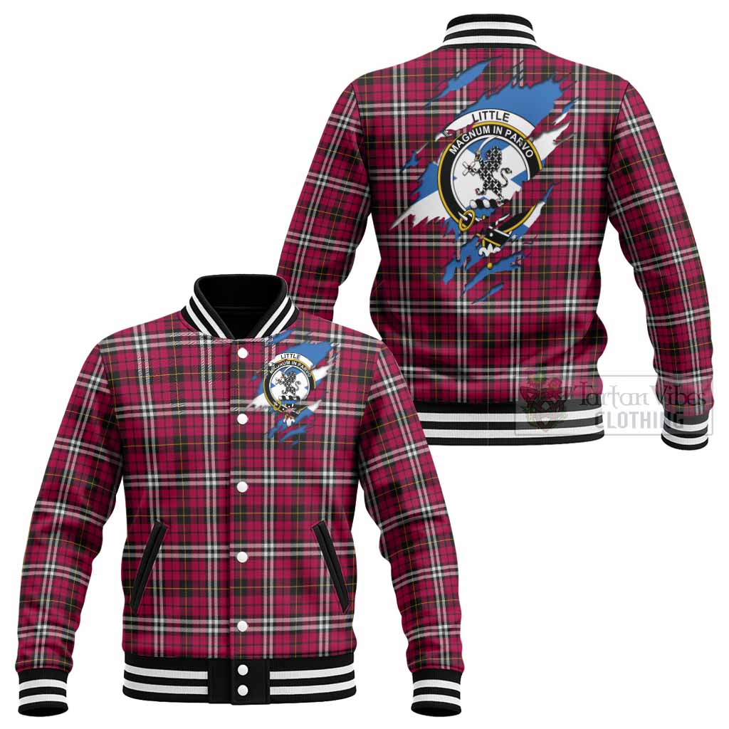Little Clan Crest In Me Tartan Baseball Jacket Scotland Flag Style