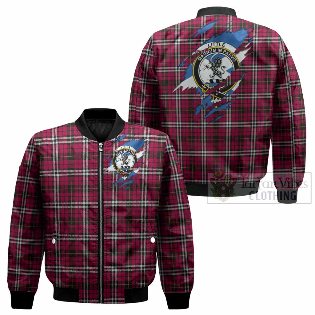Little Clan Crest In Me Tartan Bomber Jacket Scotland Flag Style