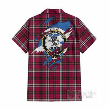 Little Clan Crest In Me Tartan Cotton Hawaiian Shirt Scotland Flag Style