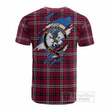 Little Clan Crest In Me Tartan Cotton T-shirt Scotland Flag Style