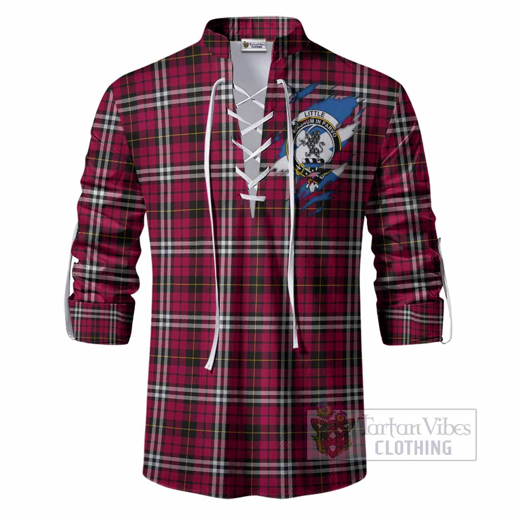 Little Clan Crest In Me Tartan Ghillie Shirt Scotland Flag Style