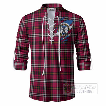 Little Clan Crest In Me Tartan Ghillie Shirt Scotland Flag Style