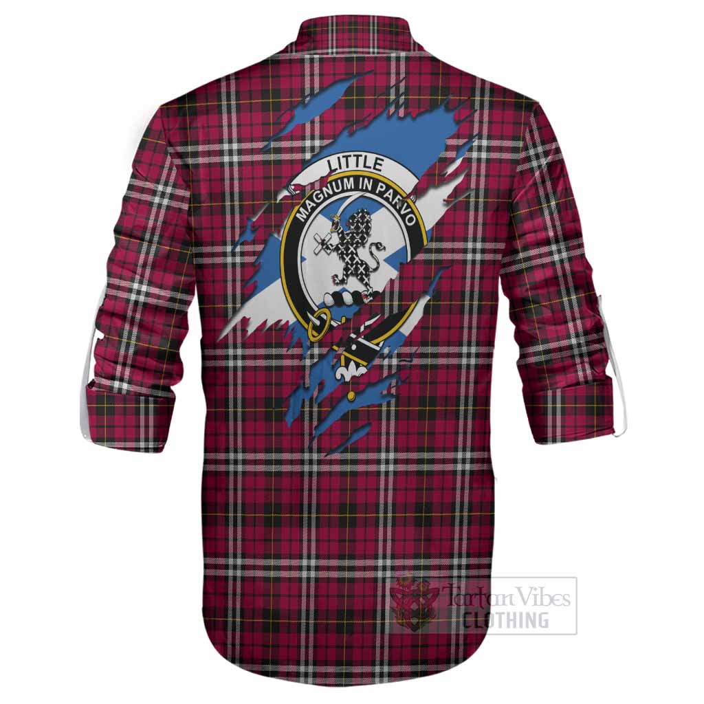 Little Clan Crest In Me Tartan Ghillie Shirt Scotland Flag Style