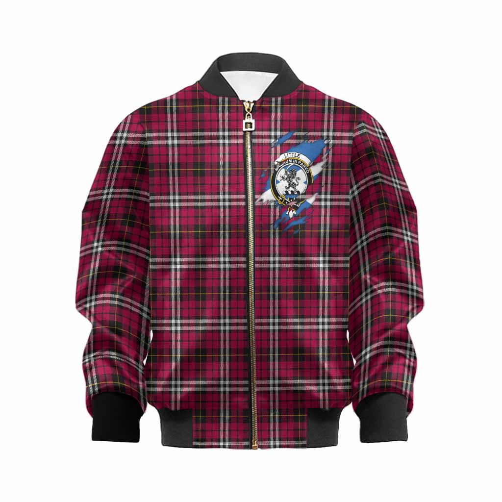 Little Clan Crest In Me Tartan Kid Bomber Jacket Scotland Flag Style