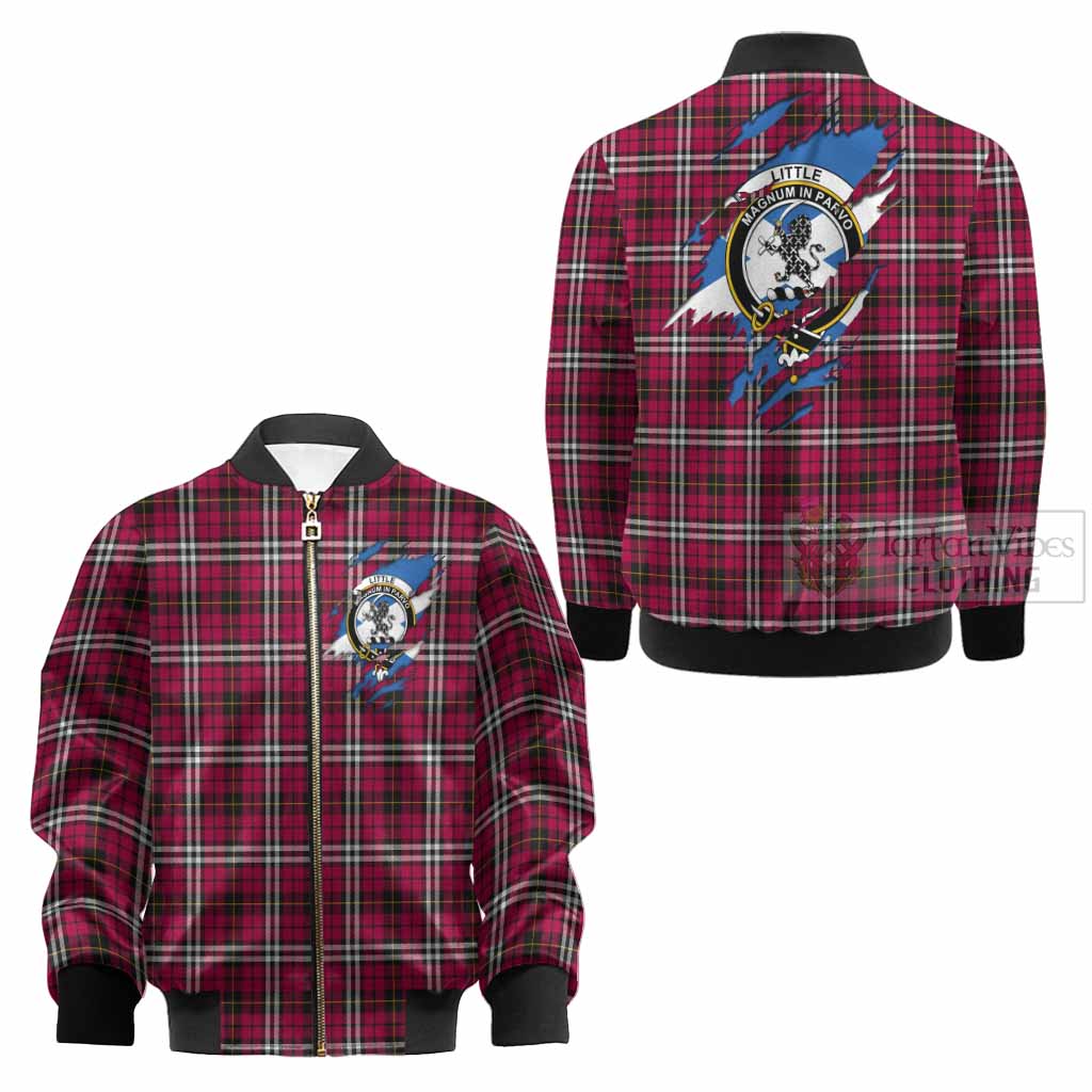 Little Clan Crest In Me Tartan Kid Bomber Jacket Scotland Flag Style