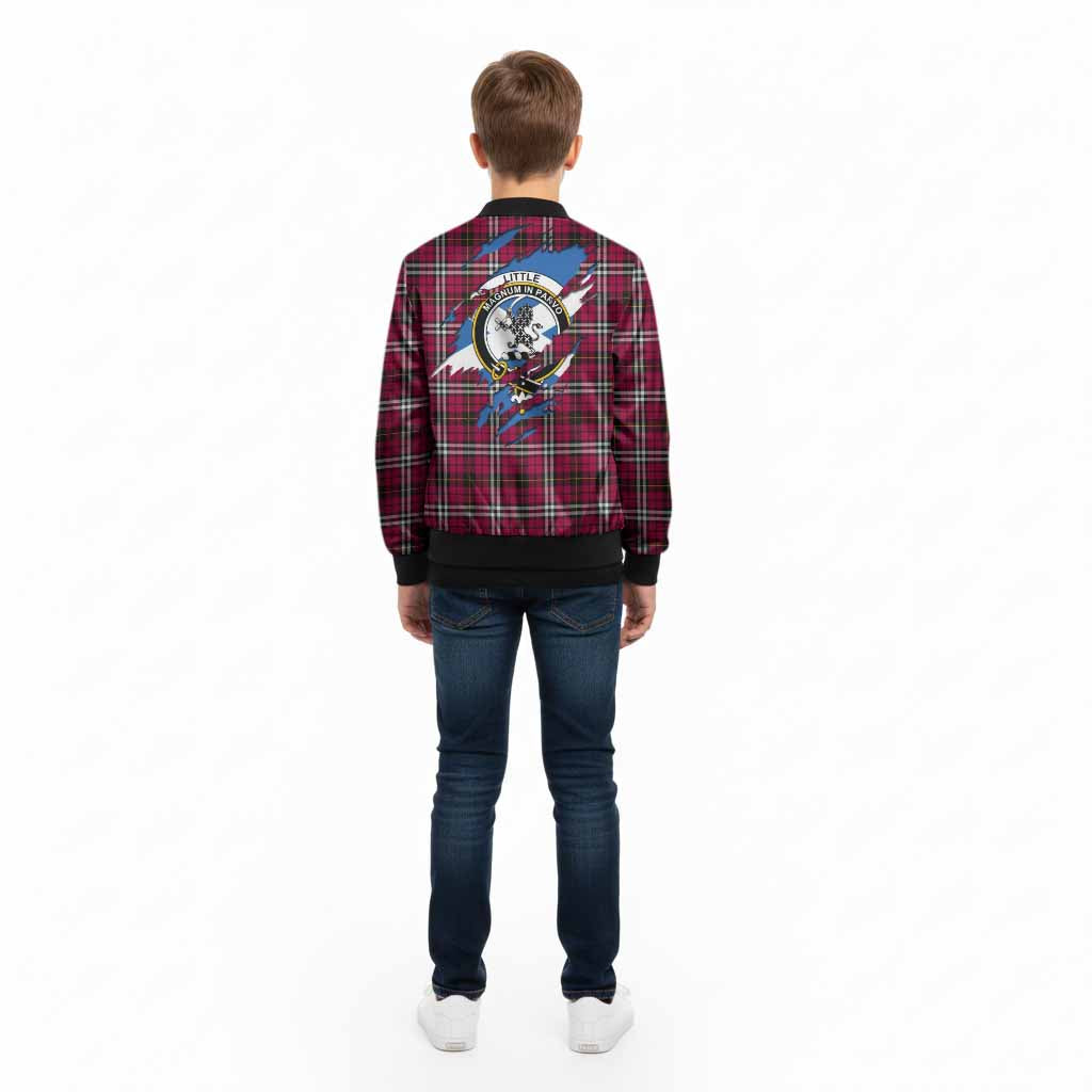Little Clan Crest In Me Tartan Kid Bomber Jacket Scotland Flag Style