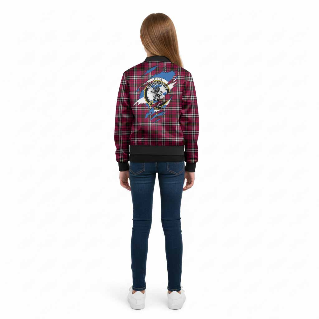 Little Clan Crest In Me Tartan Kid Bomber Jacket Scotland Flag Style