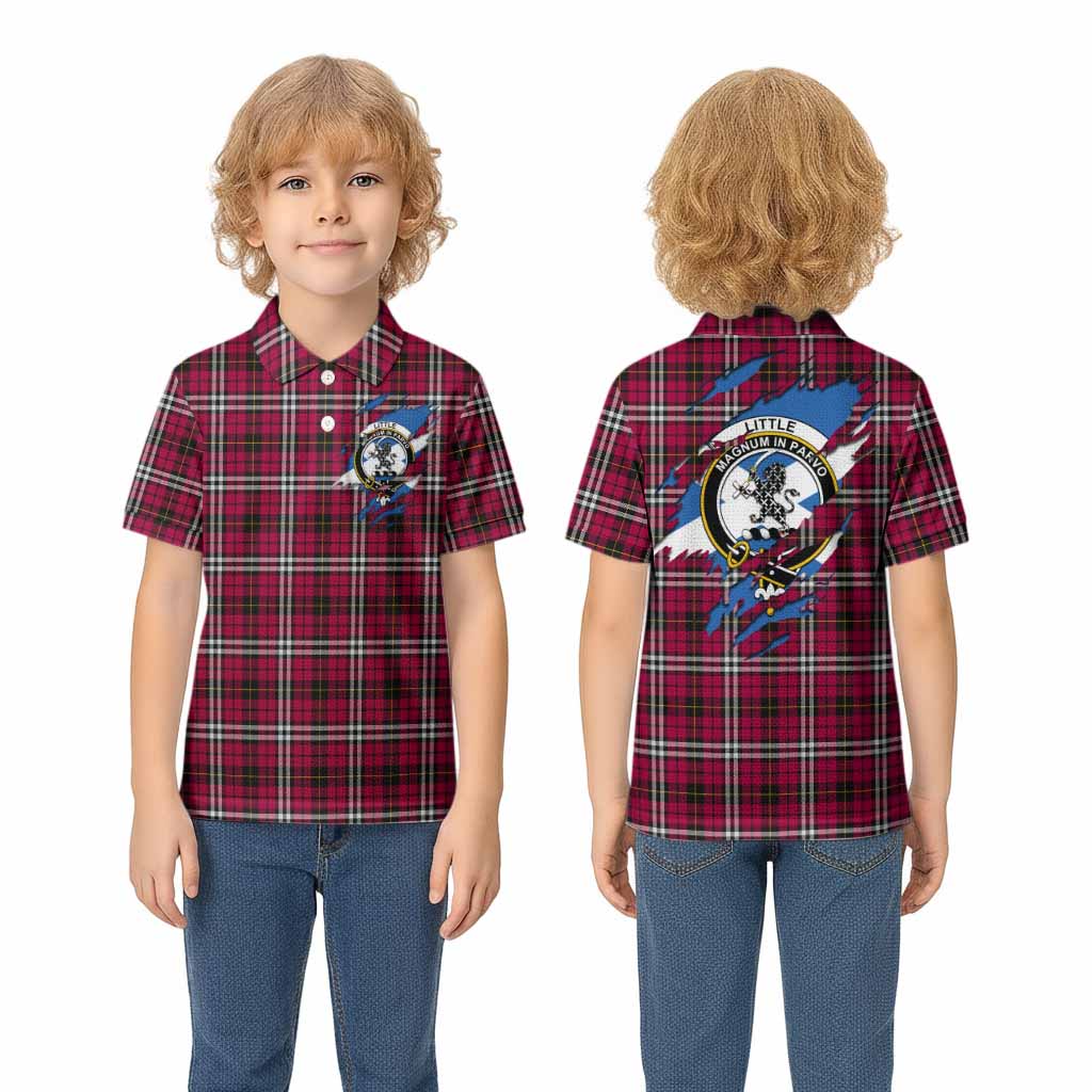 Little Clan Crest In Me Tartan Kid Polo Shirt Scotland Flag Style