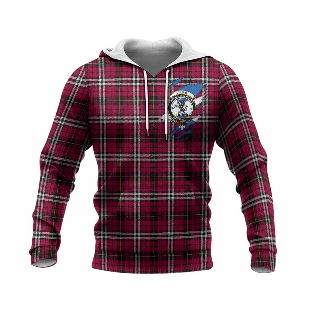 Little Clan Crest In Me Tartan Knitted Hoodie Scotland Flag Style