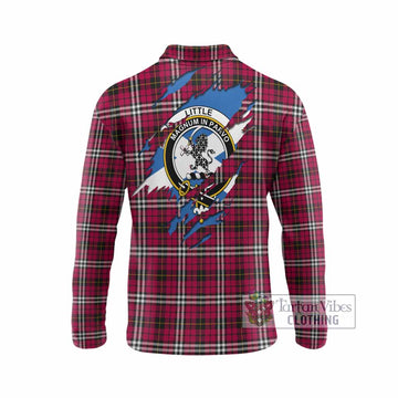 Little Clan Crest In Me Tartan Long Sleeve Polo Shirt Scotland Flag Style