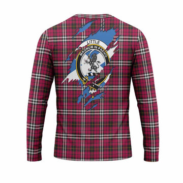 Little Clan Crest In Me Tartan Long Sleeve T-Shirt Scotland Flag Style