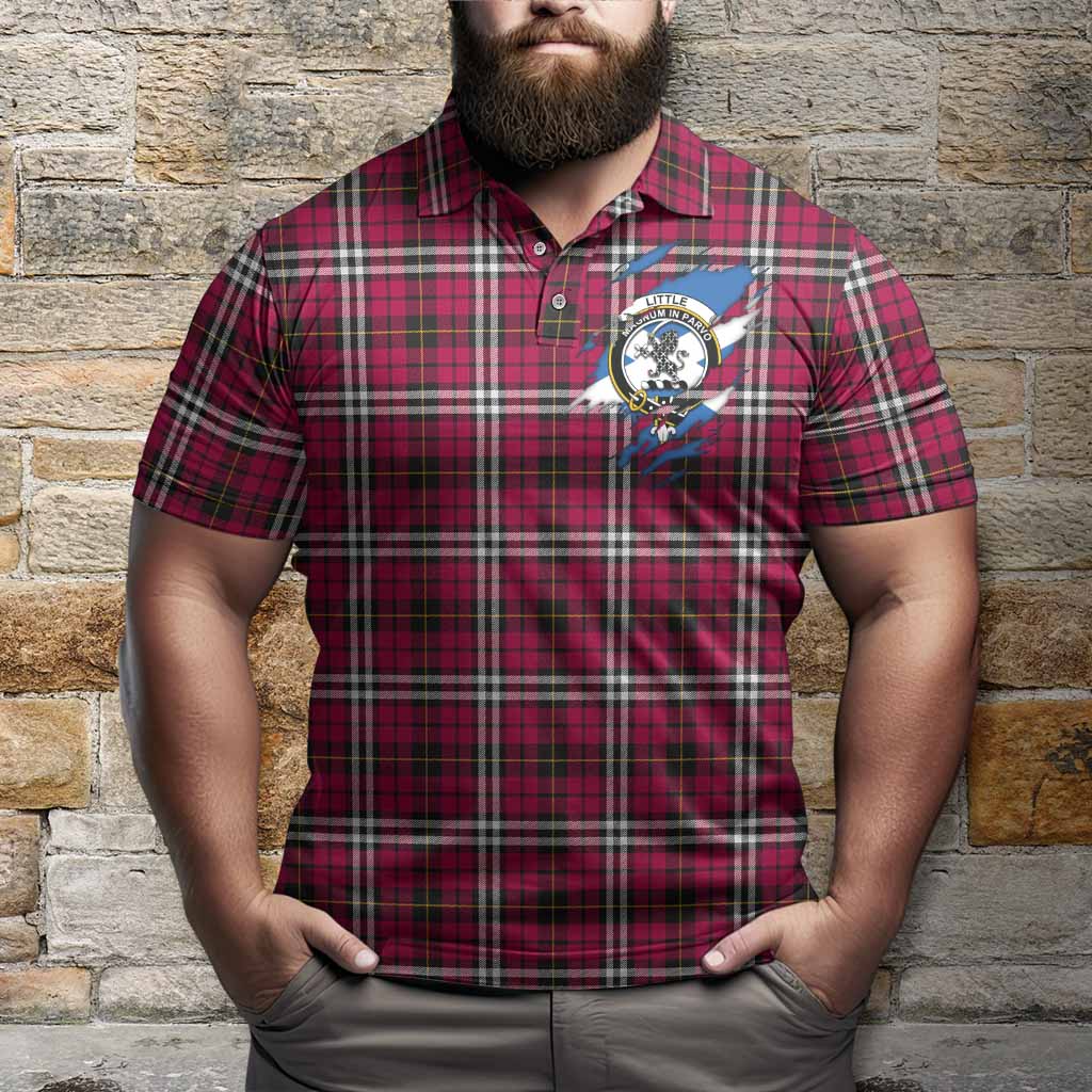 Little Clan Crest In Me Tartan Polo Shirt Scotland Flag Style