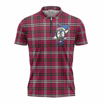 Little Clan Crest In Me Tartan Zipper Polo Shirt Scotland Flag Style