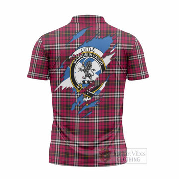 Little Clan Crest In Me Tartan Zipper Polo Shirt Scotland Flag Style
