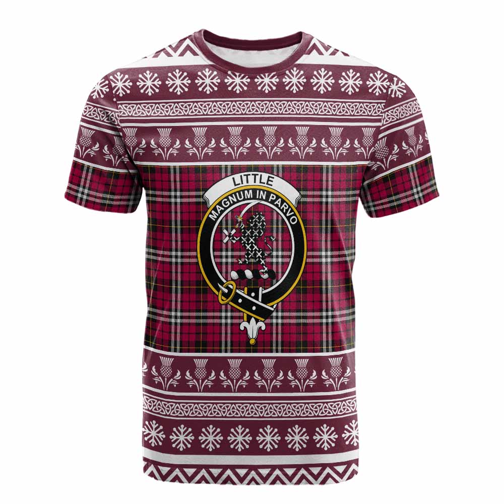 Little Clan Tartan Christmas Cotton T-shirt with Family Crest - Tartan Vibes Clothing