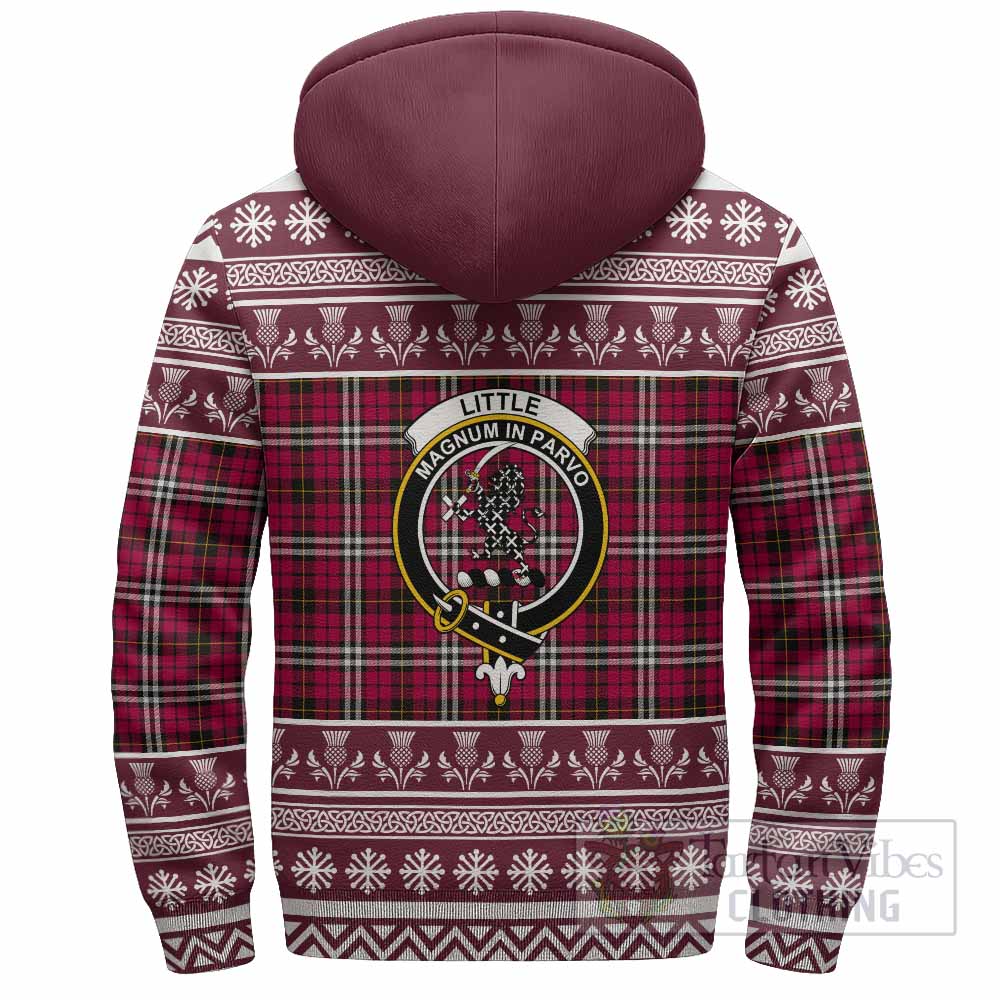 Little Clan Tartan Christmas Fleece Hoodie with Family Crest - Tartan Vibes Clothing