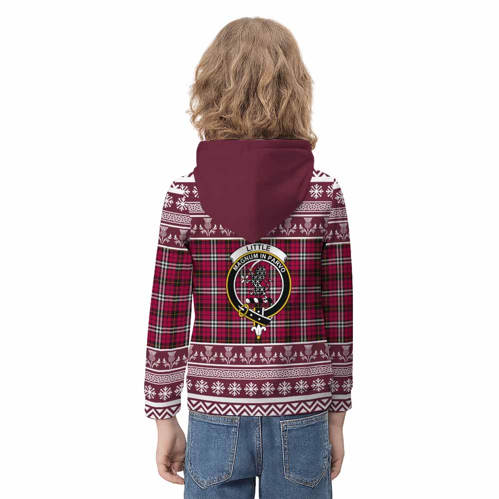 Little Clan Tartan Christmas Kid Hoodie with Family Crest - Tartan Vibes Clothing
