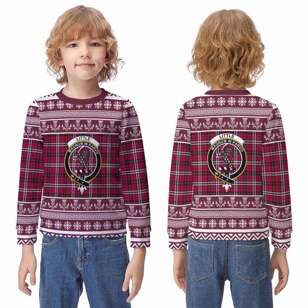Little Clan Tartan Christmas Kid Ugly Sweatshirt with Family Crest - Tartan Vibes Clothing