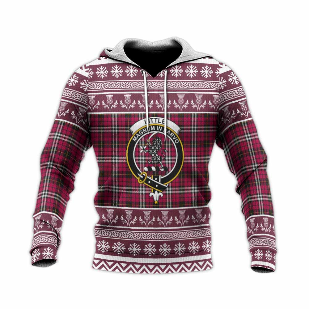 Little Clan Tartan Christmas Knitted Hoodie with Family Crest - Tartan Vibes Clothing