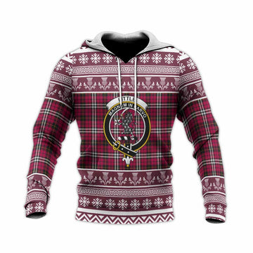 Little Clan Tartan Christmas Knitted Hoodie with Family Crest