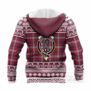 Little Clan Tartan Christmas Knitted Hoodie with Family Crest