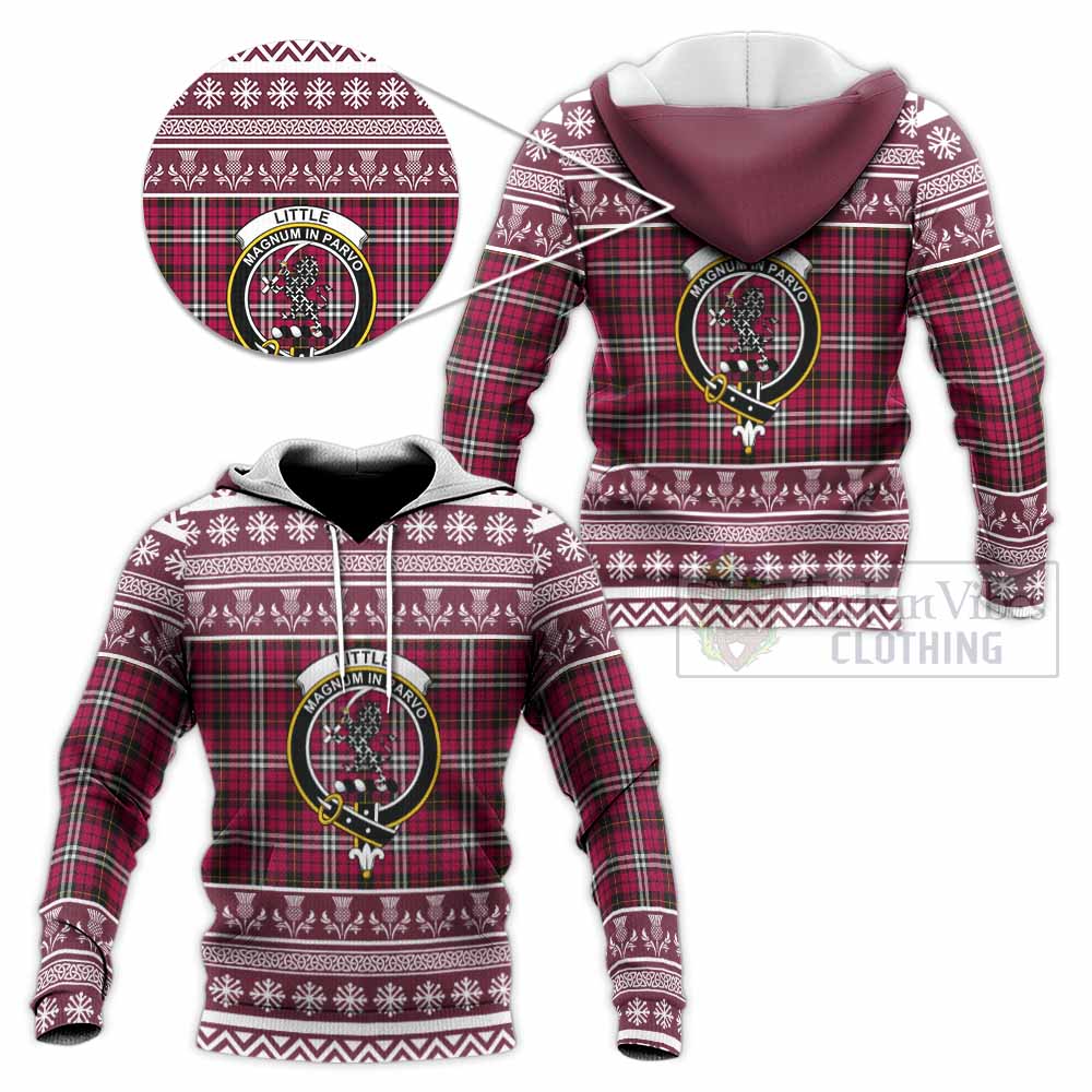 Little Clan Tartan Christmas Knitted Hoodie with Family Crest - Tartan Vibes Clothing