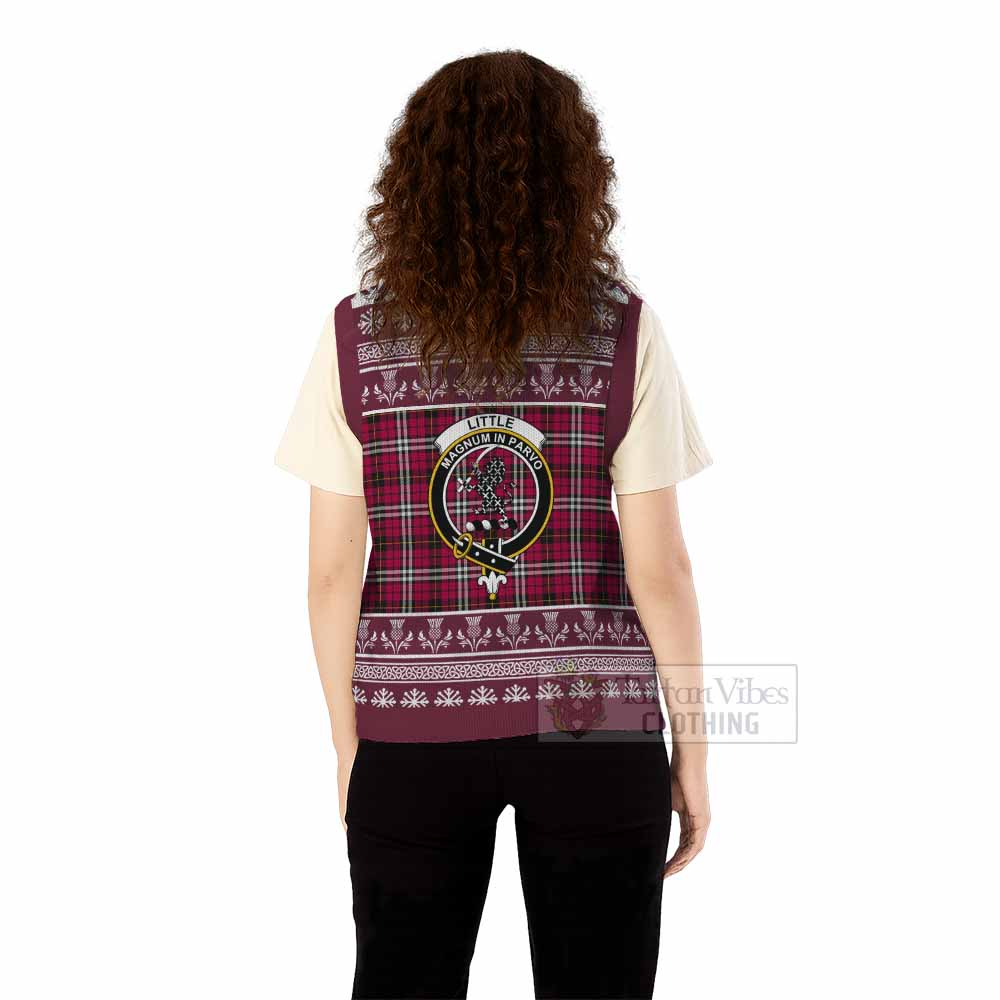 Little Clan Tartan Christmas Knitted V-Neck Vest with Family Crest - Tartan Vibes Clothing