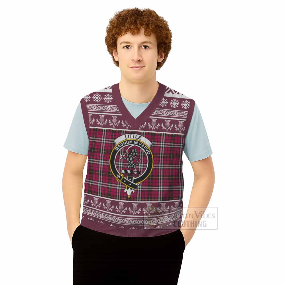 Little Clan Tartan Christmas Knitted V-Neck Vest with Family Crest - Tartan Vibes Clothing