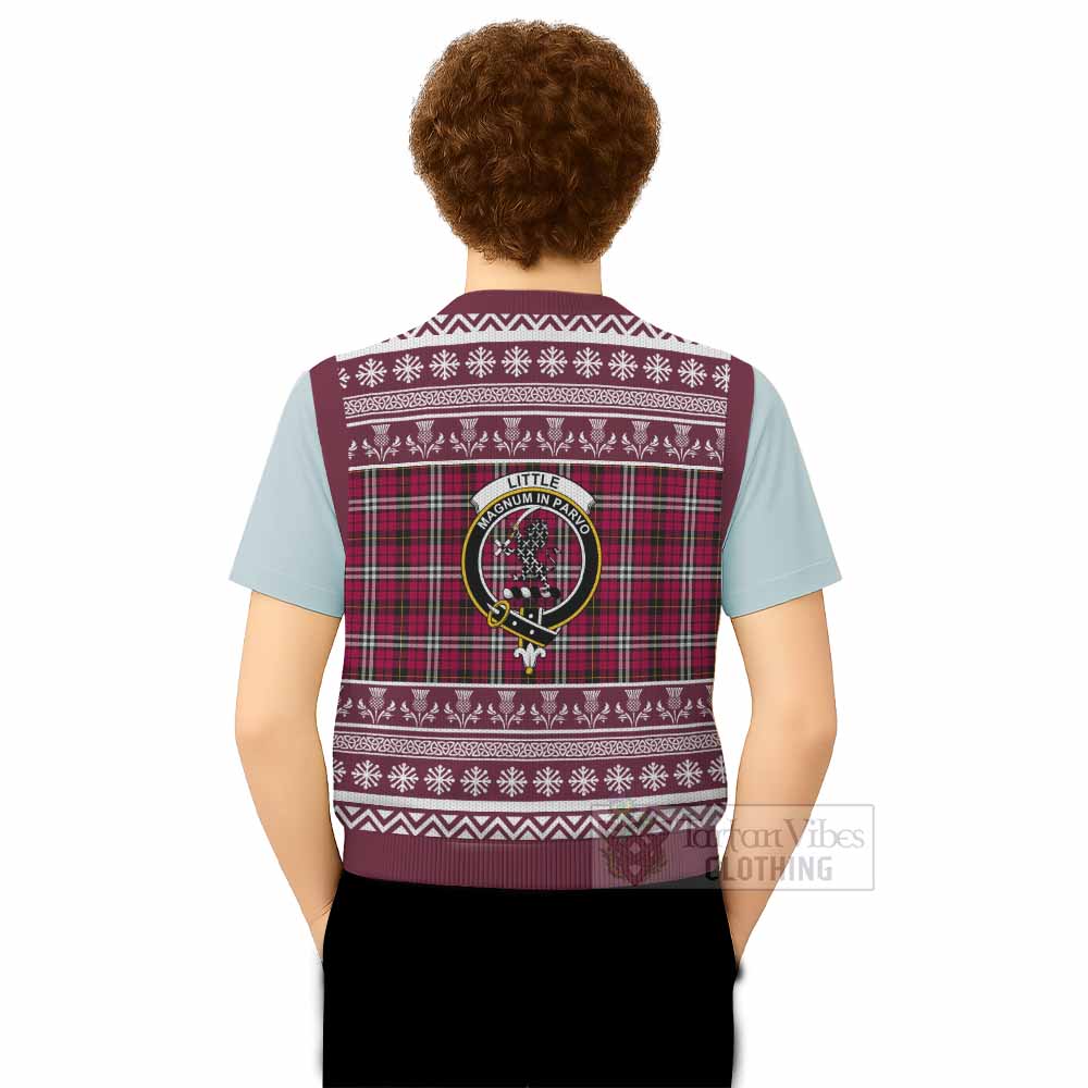 Little Clan Tartan Christmas Knitted V-Neck Vest with Family Crest - Tartan Vibes Clothing
