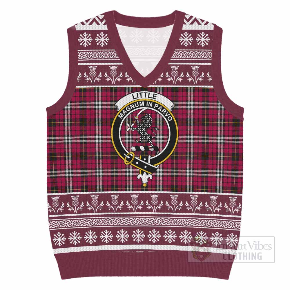 Little Clan Tartan Christmas Knitted V-Neck Vest with Family Crest - Tartan Vibes Clothing