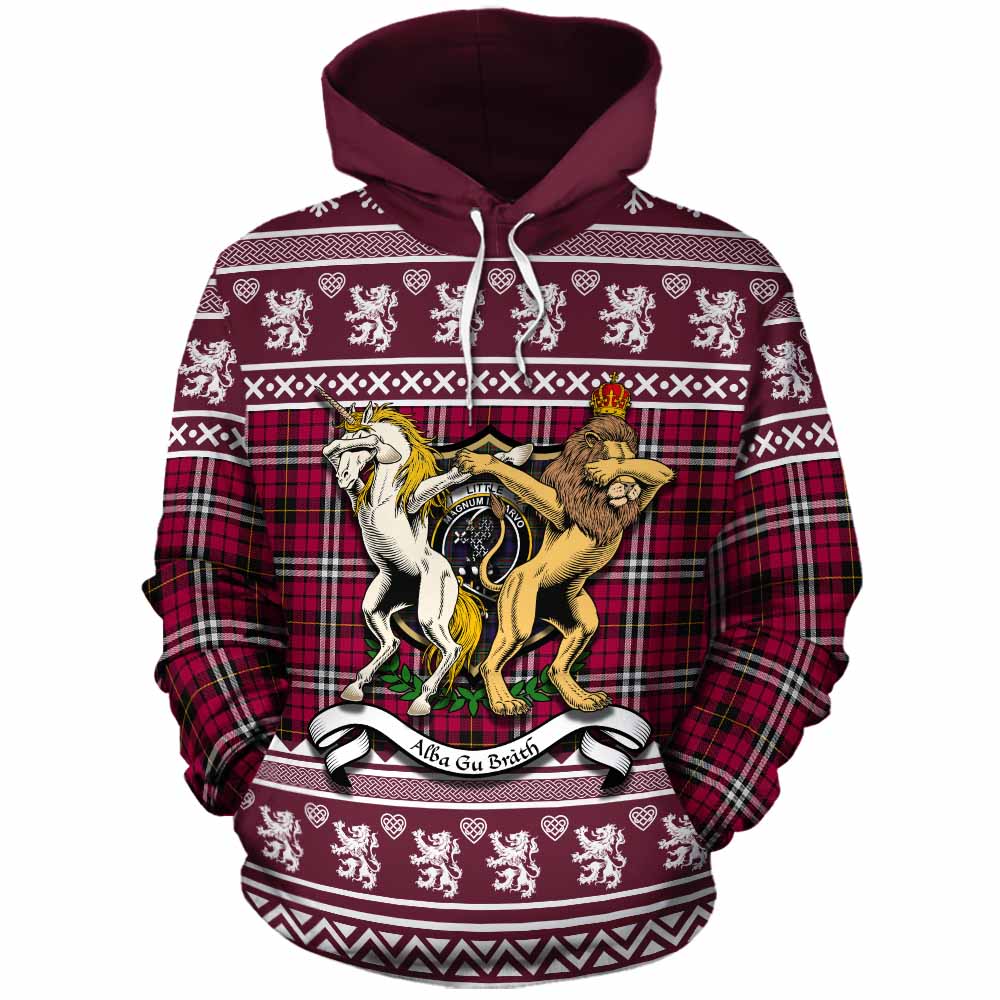 Little Clan Tartan Crest Christmas Cotton Hoodie Coat of Arms Funny Style - Tartan Vibes Clothing