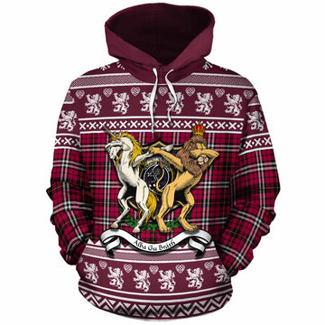 Little Clan Tartan Crest Christmas Cotton Hoodie Coat of Arms Funny Style