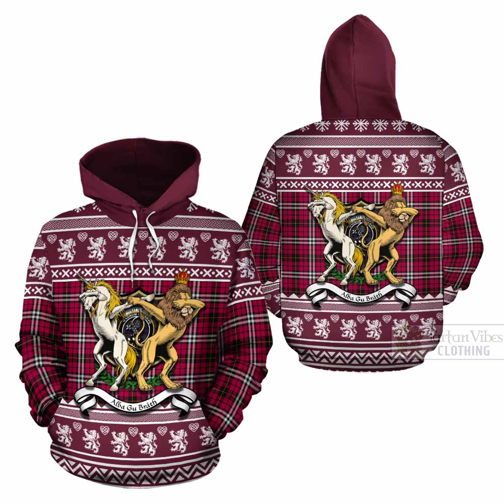 Little Clan Tartan Crest Christmas Cotton Hoodie Coat of Arms Funny Style - Tartan Vibes Clothing