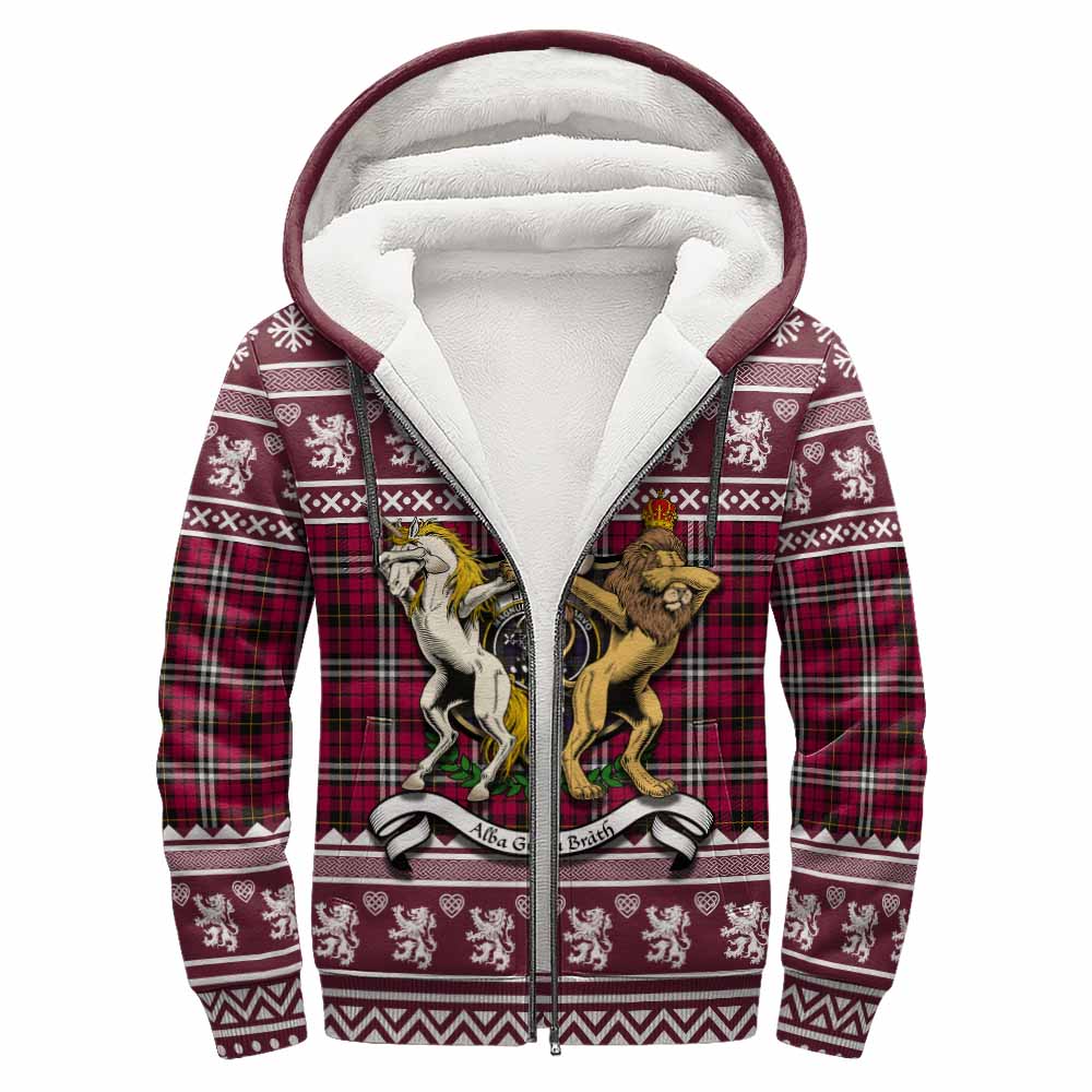 Little Clan Tartan Crest Christmas Fleece Hoodie Coat of Arms Funny Style - Tartan Vibes Clothing
