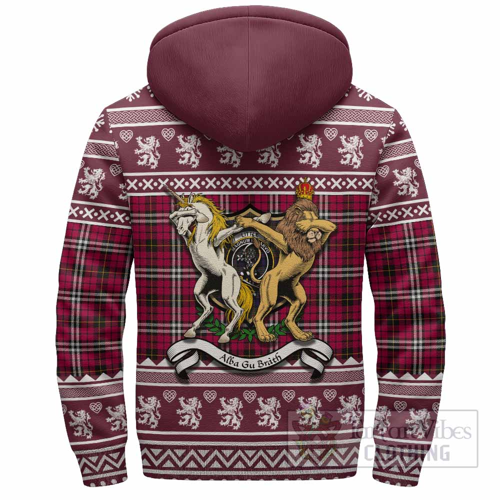 Little Clan Tartan Crest Christmas Fleece Hoodie Coat of Arms Funny Style - Tartan Vibes Clothing