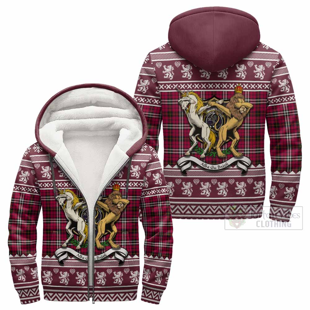 Little Clan Tartan Crest Christmas Fleece Hoodie Coat of Arms Funny Style - Tartan Vibes Clothing