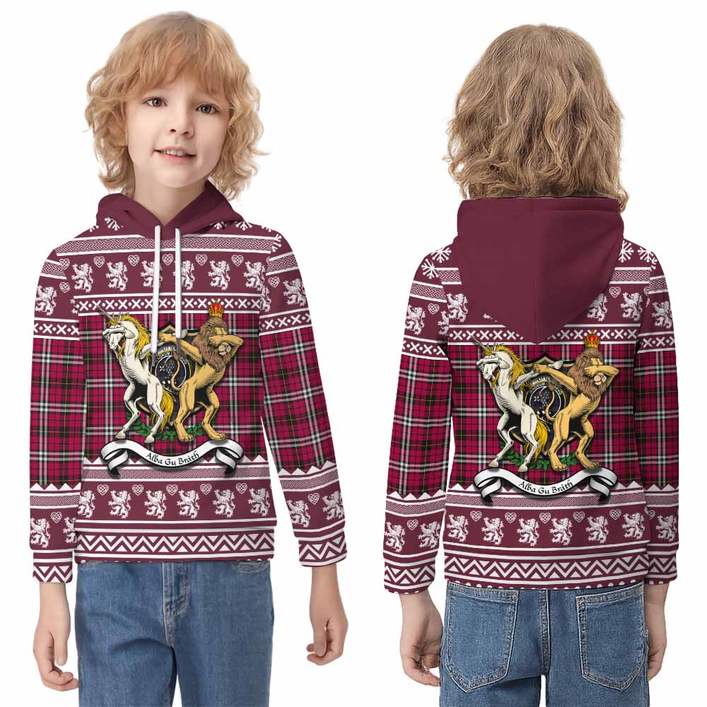 Little Clan Tartan Crest Christmas Kid Hoodie Coat of Arms Funny Style - Tartan Vibes Clothing