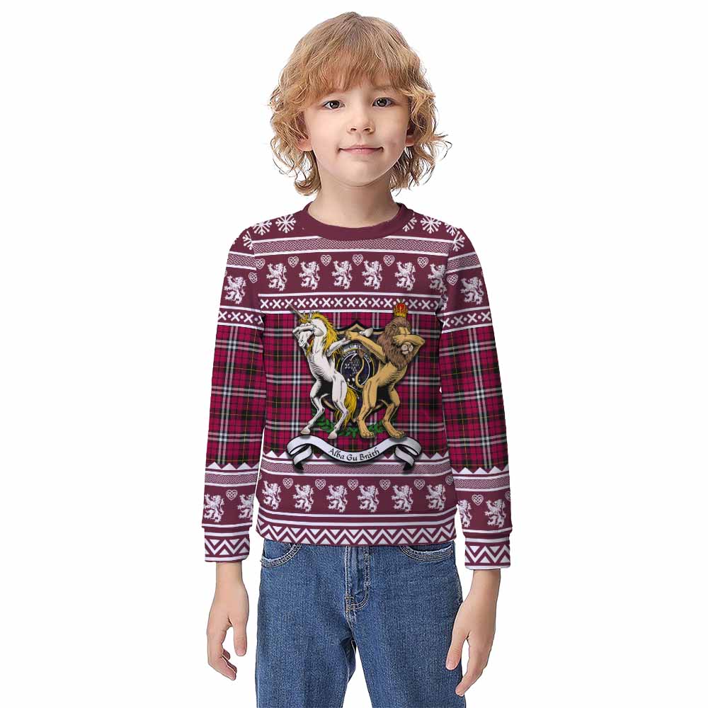 Little Clan Tartan Crest Christmas Kid Ugly Sweatshirt Coat of Arms Funny Style - Tartan Vibes Clothing