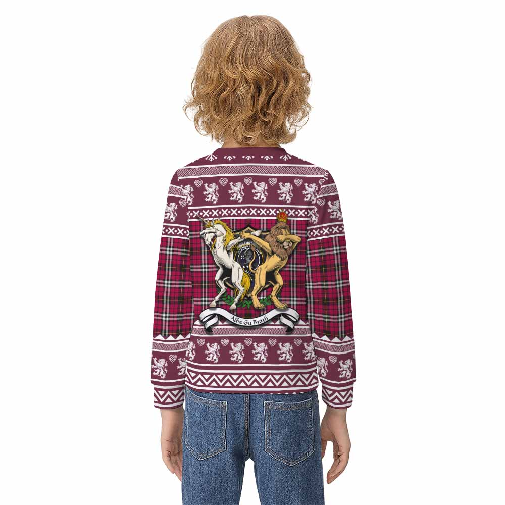 Little Clan Tartan Crest Christmas Kid Ugly Sweatshirt Coat of Arms Funny Style - Tartan Vibes Clothing