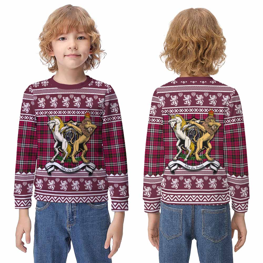 Little Clan Tartan Crest Christmas Kid Ugly Sweatshirt Coat of Arms Funny Style - Tartan Vibes Clothing