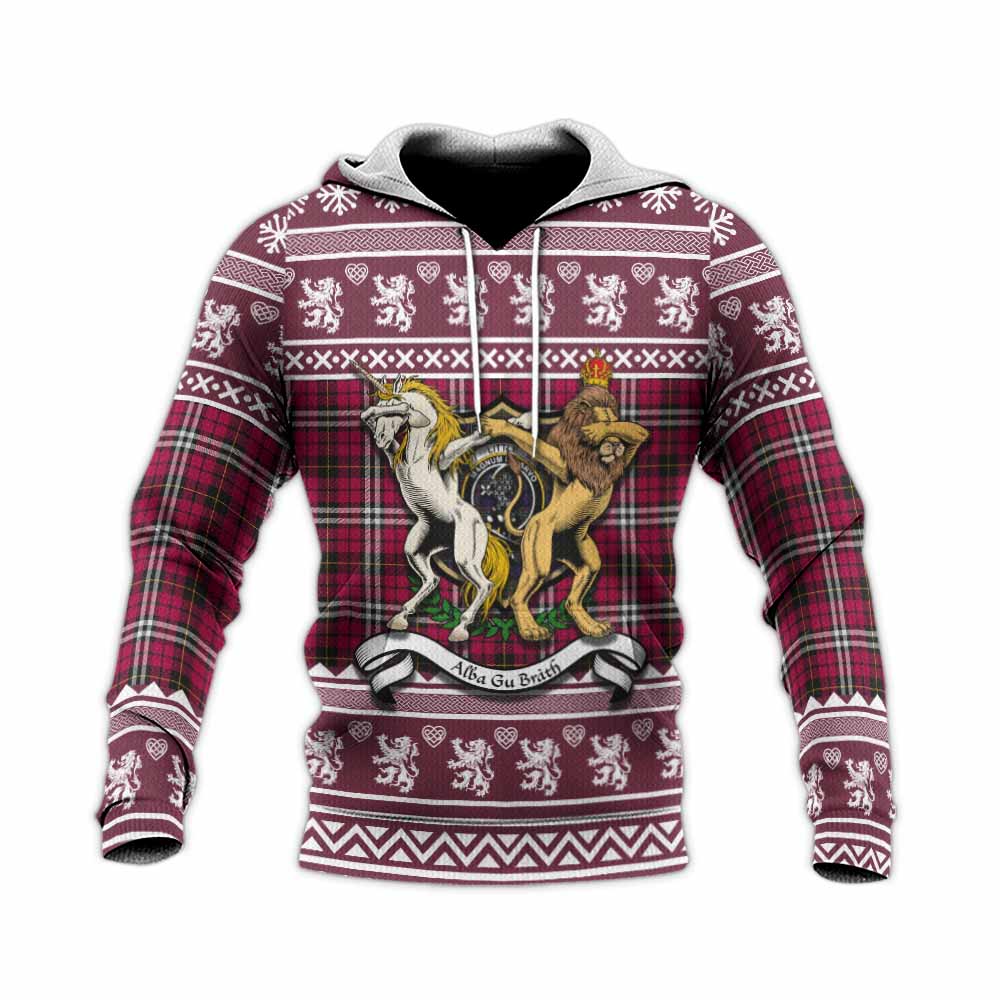 Little Clan Tartan Crest Christmas Knitted Hoodie Coat of Arms Funny Style - Tartan Vibes Clothing