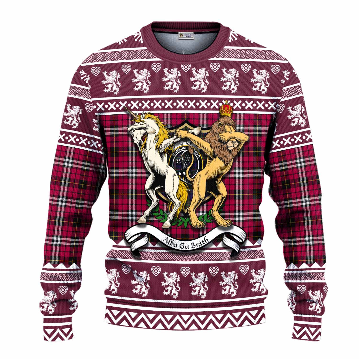 Little Clan Tartan Crest Christmas Ugly Sweater Coat of Arms Funny Style - Tartan Vibes Clothing