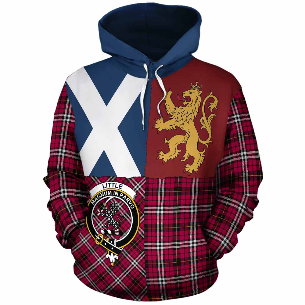 Little Crest Tartan Cotton Hoodie with Lion Rampant Saltire Style - Tartan Vibes Clothing